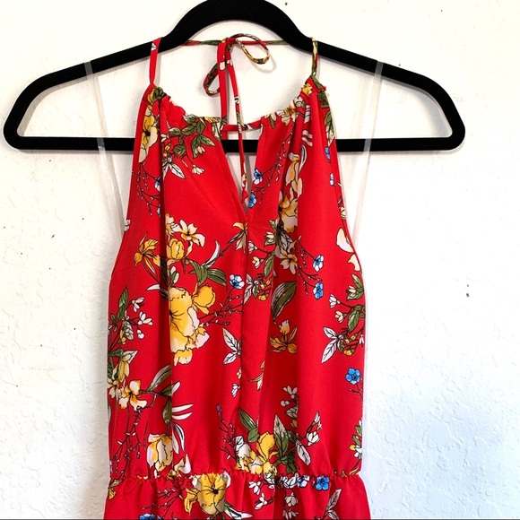 Velvet Torch Red Floral Halter Dress Medium - Picture 2 of 7